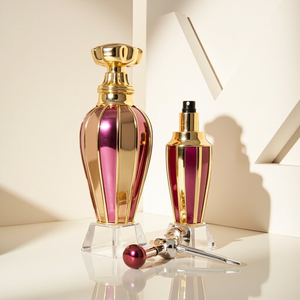 Ornate Gold Perfume Bottle Wholesale Magenta Accent Luxury Flacon