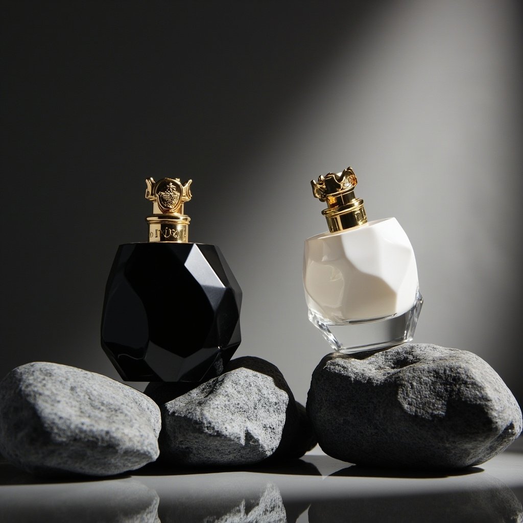 Matte Black Faceted Perfume Bottle Wholesale Gold Crown Cap Luxury