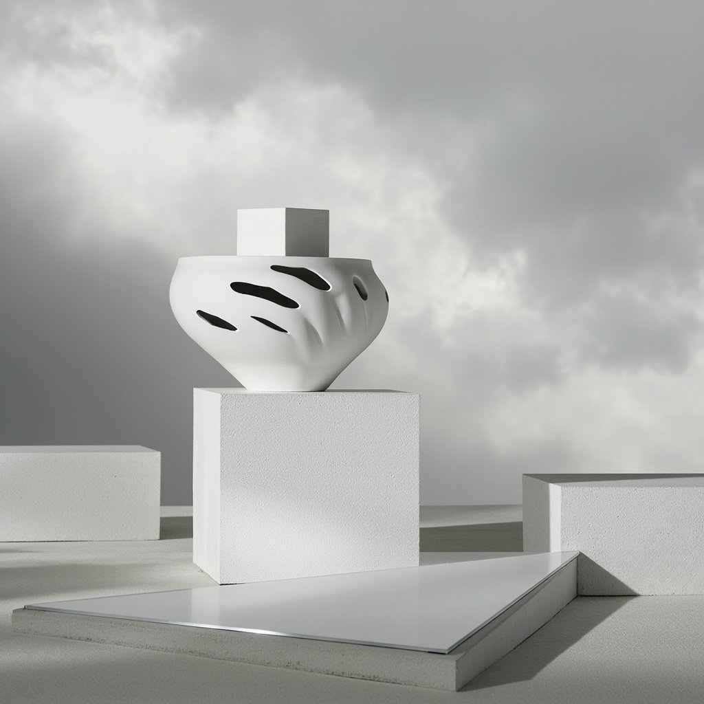 Minimalist White Perfume Bottle Wholesale Architectural Vessel