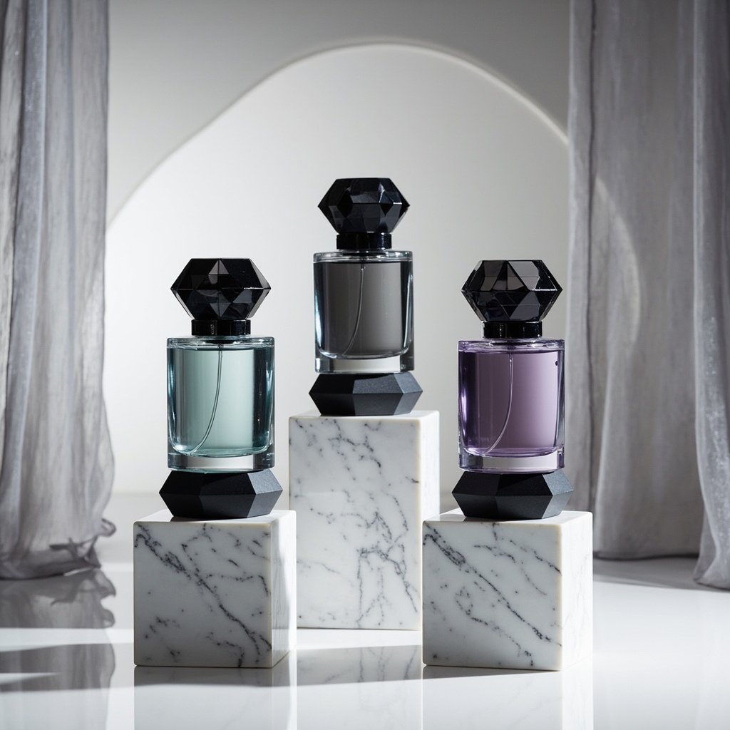 Faceted Cap Perfume Bottle Wholesale Teal Charcoal Amethyst