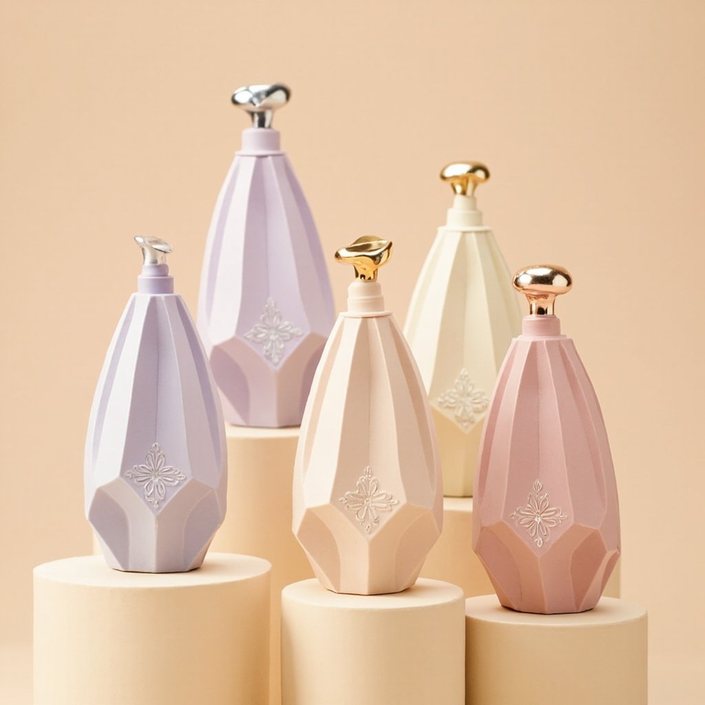 Pastel Faceted Perfume Bottle Wholesale Gold Line Art Set