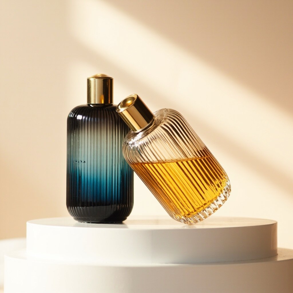 Ombre Ribbed Perfume Bottle Wholesale Crown Cap Duo