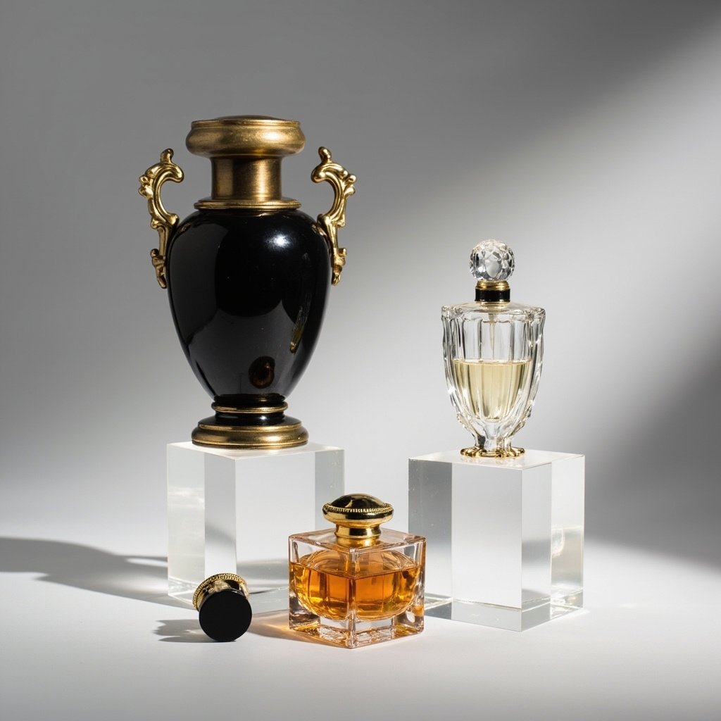 Black Amphora Perfume Bottle Wholesale Oversized Gold Cap