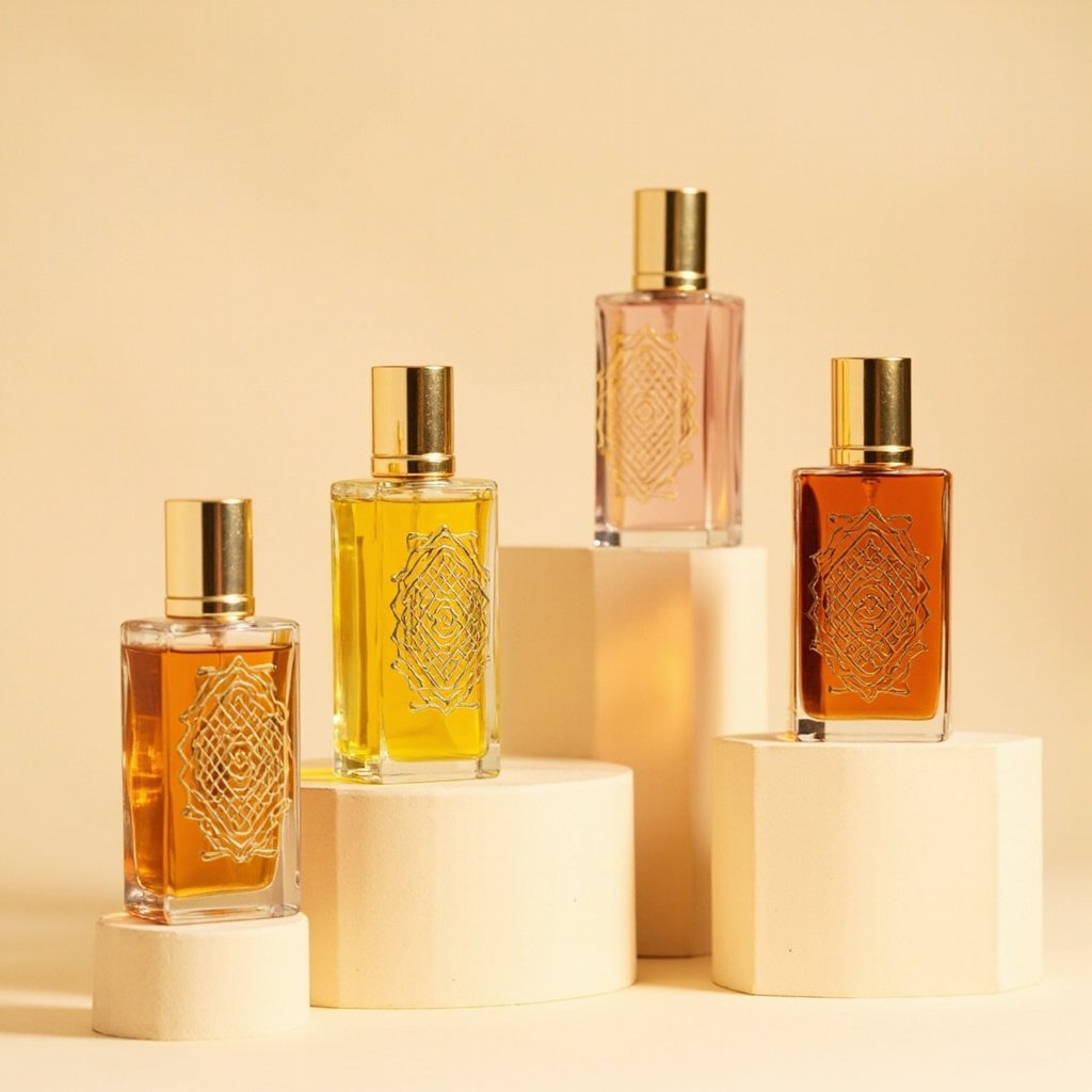Gold Filigree Perfume Bottle Wholesale Four-Tone Flacon Set