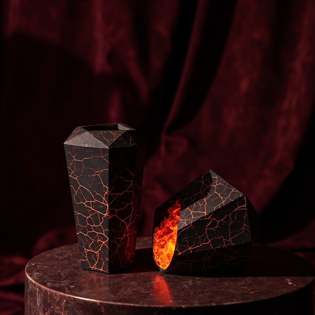 Lava Fissure Perfume Bottle Wholesale Matte Charcoal Sculpture