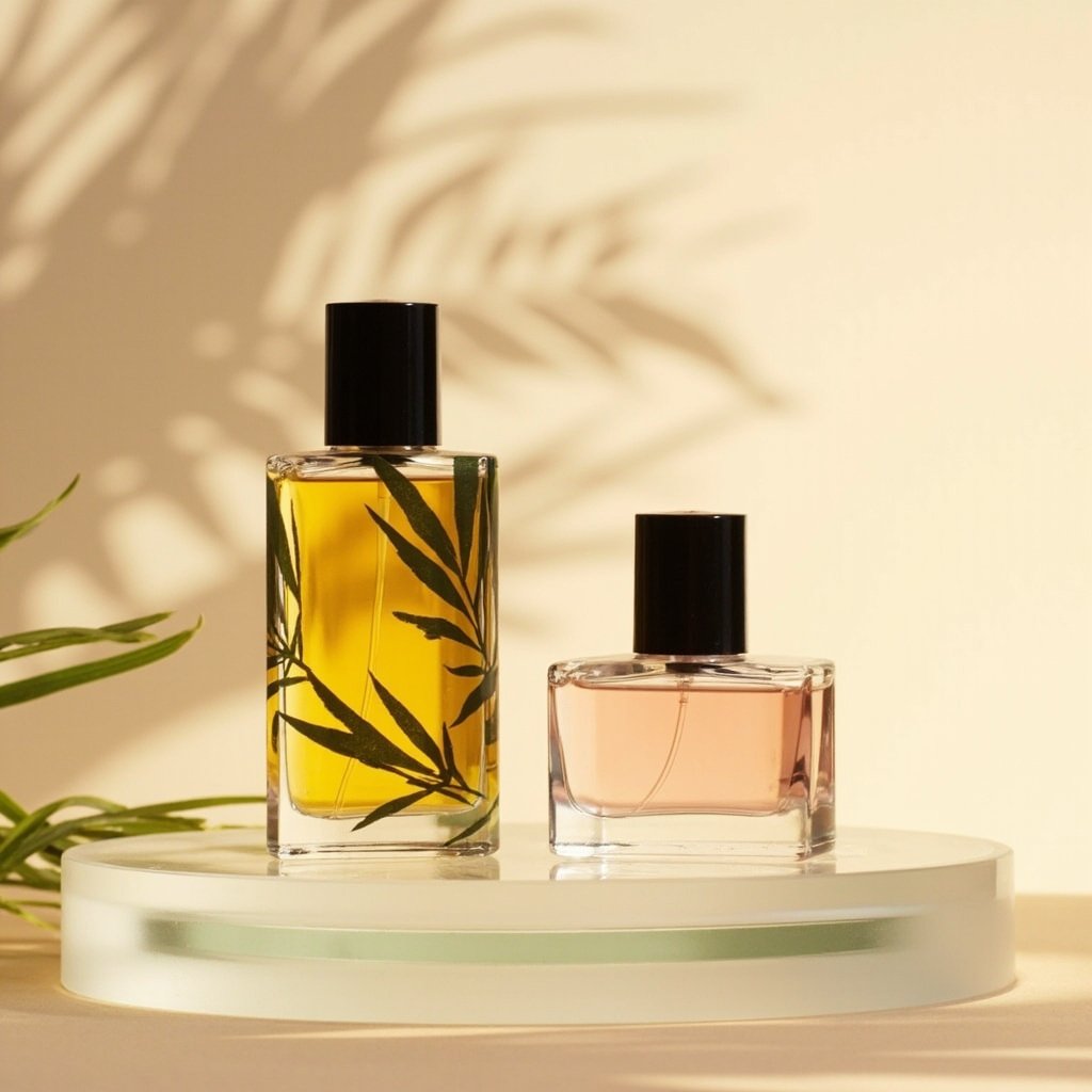 Botanical Leaf Perfume Bottle Wholesale Amber & Rose Set