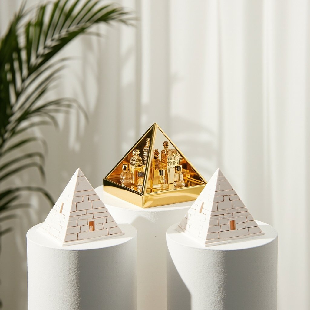 Pyramid Display Vessel Wholesale Gold Masonry Sculpture