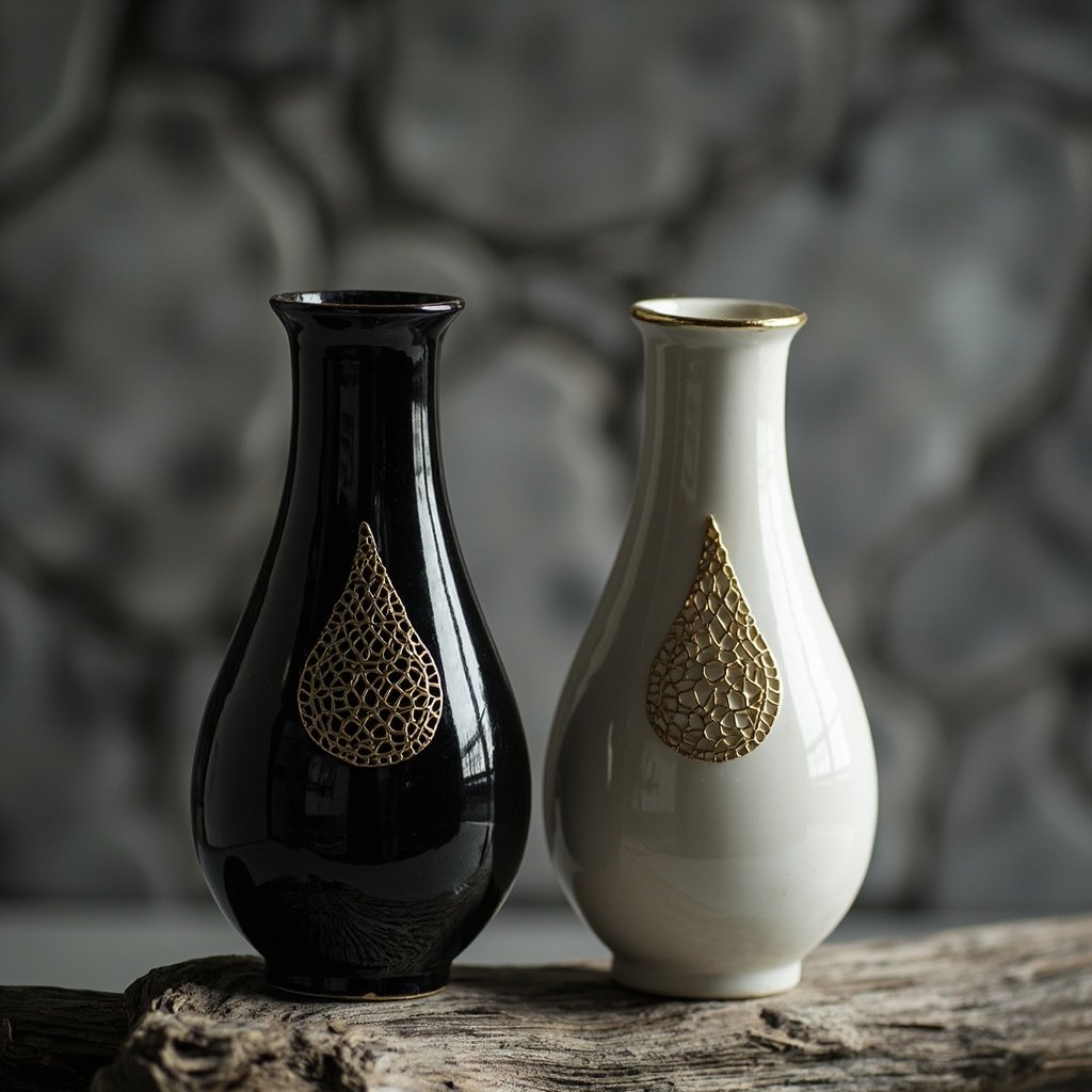 Teardrop Ceramic Perfume Bottle Wholesale Gold Lattice Duo