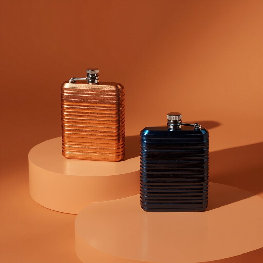 Ribbed Metallic Perfume Bottle Wholesale Copper & Navy Set