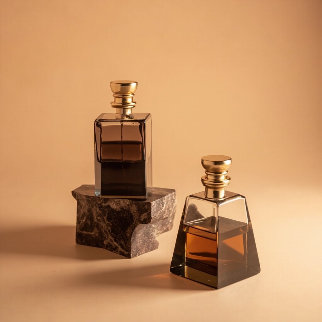 Faceted Dark Glass Perfume Bottle Wholesale Tiered Gold Cap
