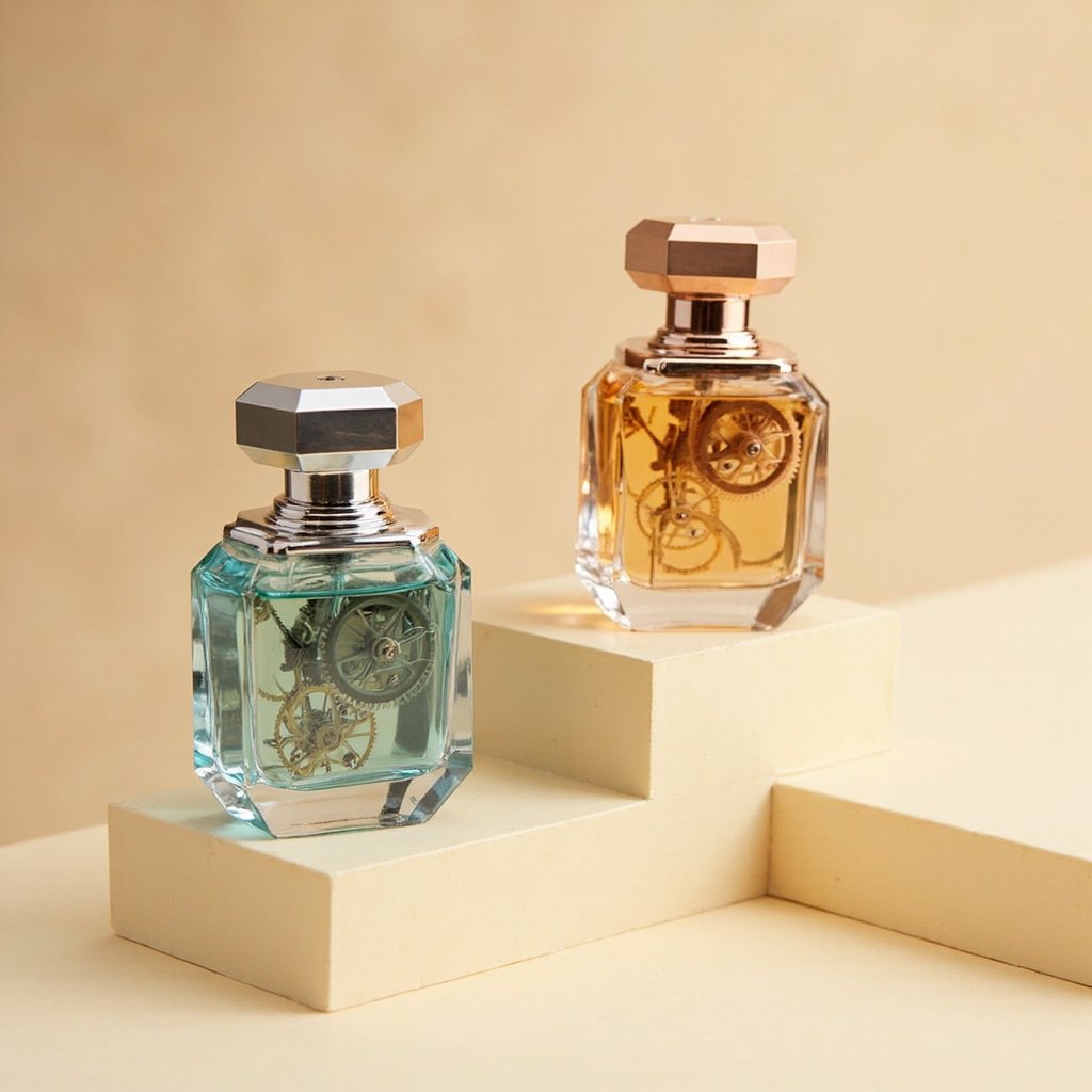 Steampunk Gear Perfume Bottle Wholesale Chrome & Rose Gold