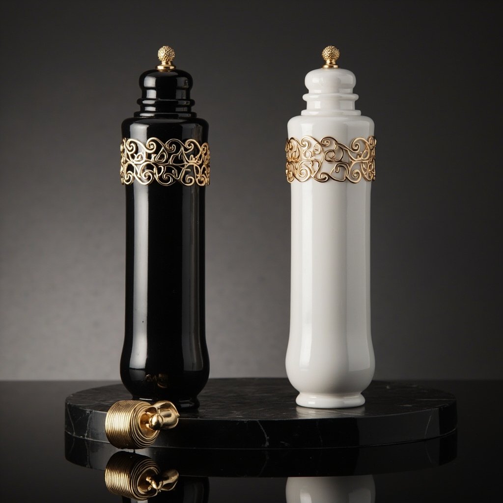 Gold Lattice Perfume Bottle Wholesale Black & White Duo
