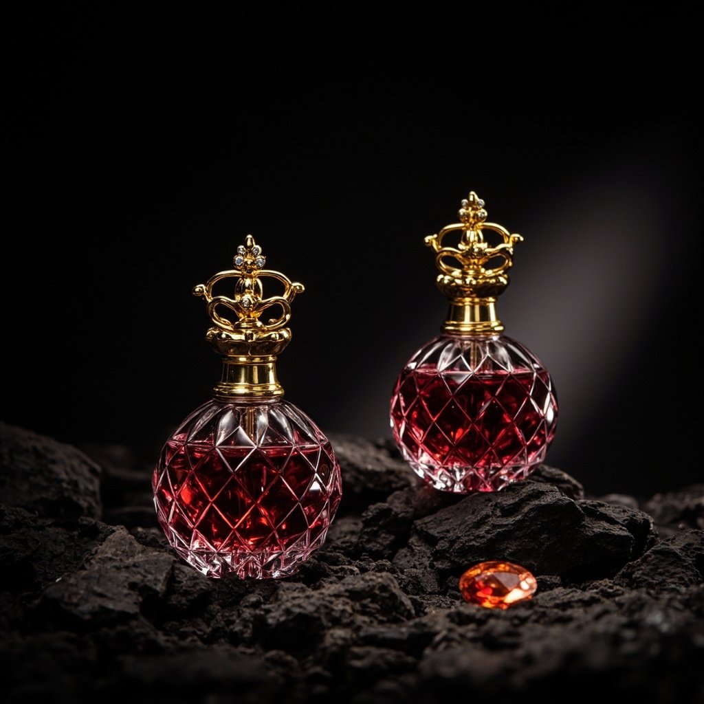 Crown Jewel Perfume Bottle Wholesale Crimson Faceted Set