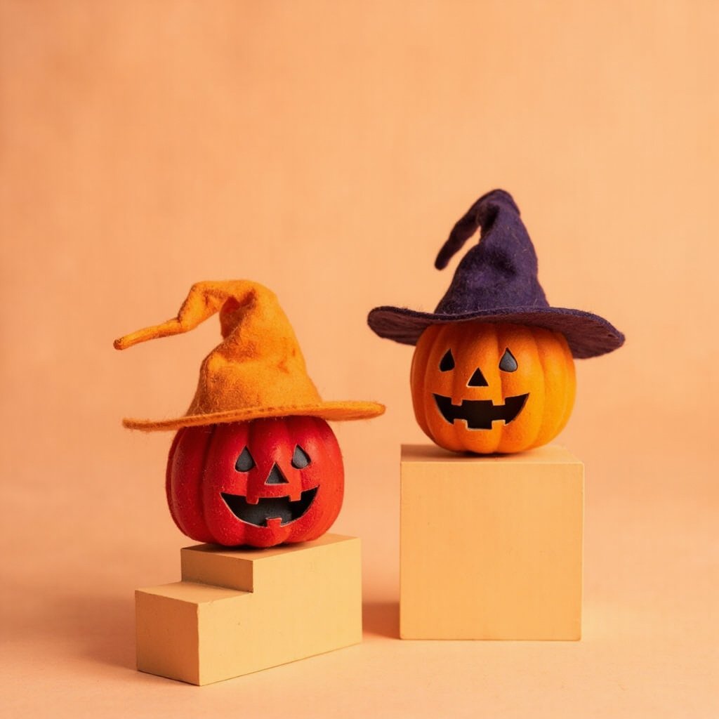 Jack-O'-Lantern Decor Wholesale Witch Hat Figurine Set
