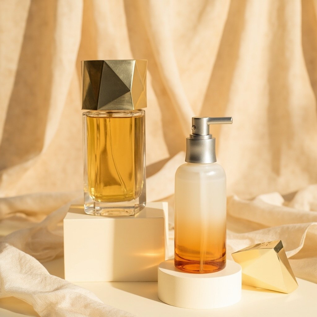 Faceted Cap Perfume Bottle Wholesale Gold & Silver Duo