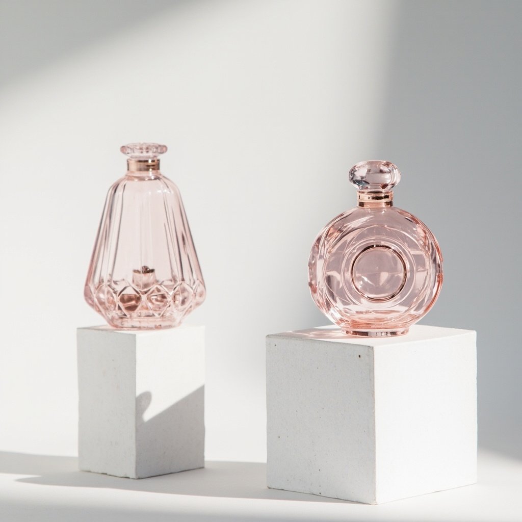 Blush Pink Faceted Perfume Bottle Wholesale Rose Gold Detail