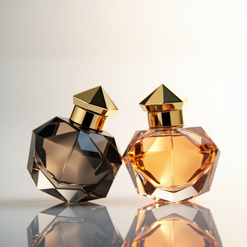 Gem Shape Perfume Bottle Wholesale Gold Pyramid Cap Duo
